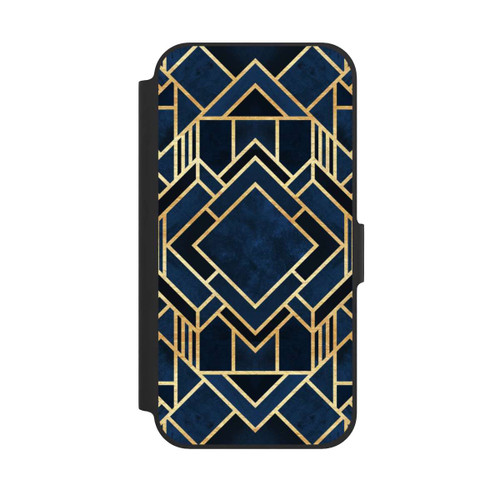 Apple iPhone 12 NIVOflip Kunst Deko Blau Golddruck