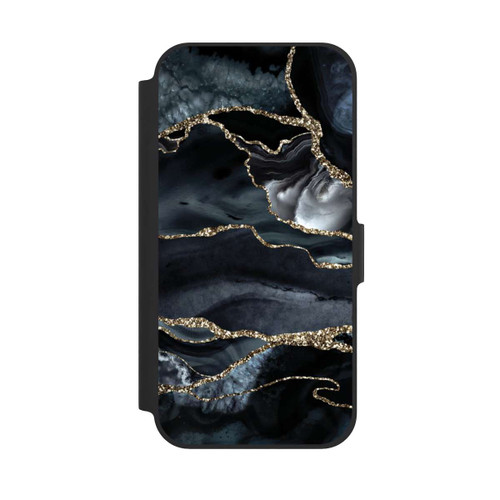 Apple iPhone 12 NIVOflip Dark Marble Gold Glitter Look
