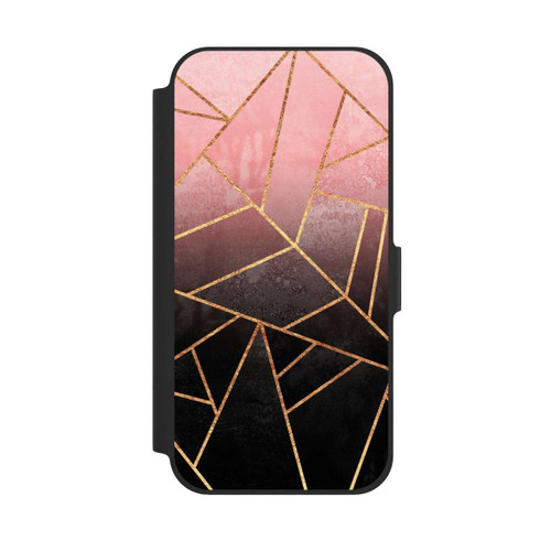 Apple iPhone 12 NIVOflip Pinker und Schwarzer Stein Gold Druck