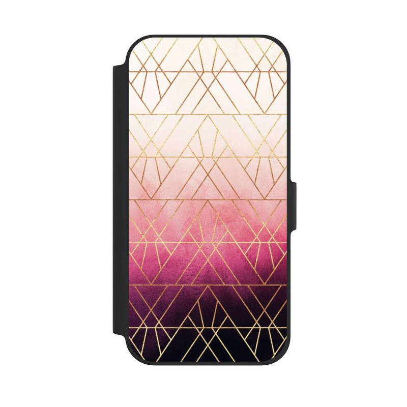 iPhone 12 NIVOflip Triangles ombrés roses imprimé doré