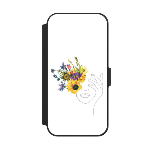 Apple iPhone 12 NIVOflip Line Art Frau Sonnenblumen