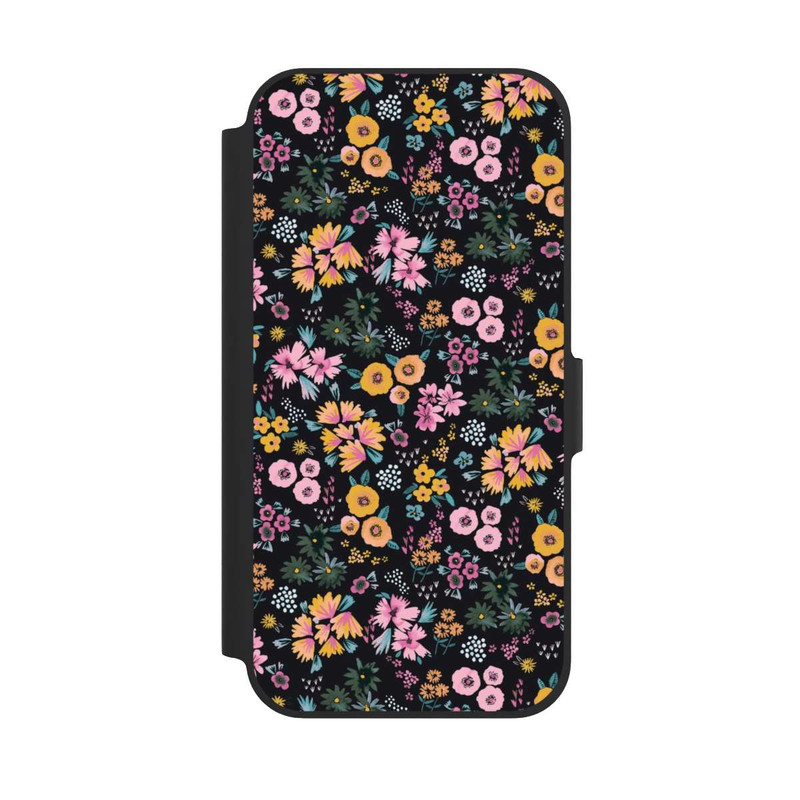 iPhone 12 NIVOflip Kleine bunte Blumen Schwarz 2