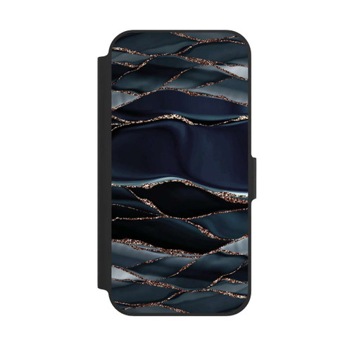 Apple iPhone 12 NIVOflip Dunkelgraue Streifen goldener Look