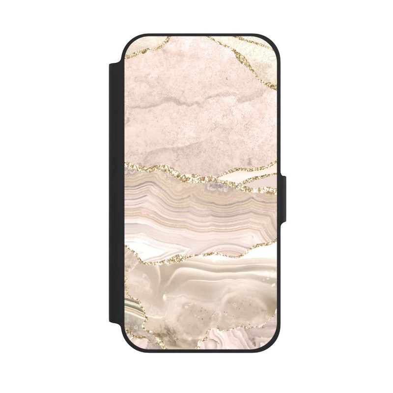 iPhone 12 NIVOflip Marmor rosa-goldene Streifen