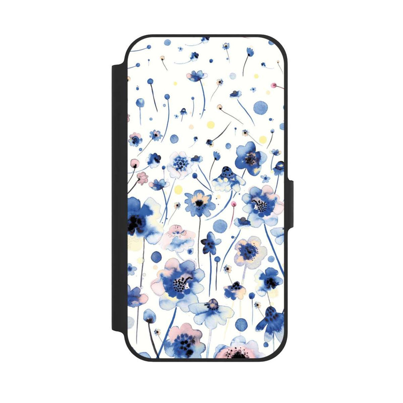 iPhone 12 NIVOflip Watercolor Ink Blue Flowers