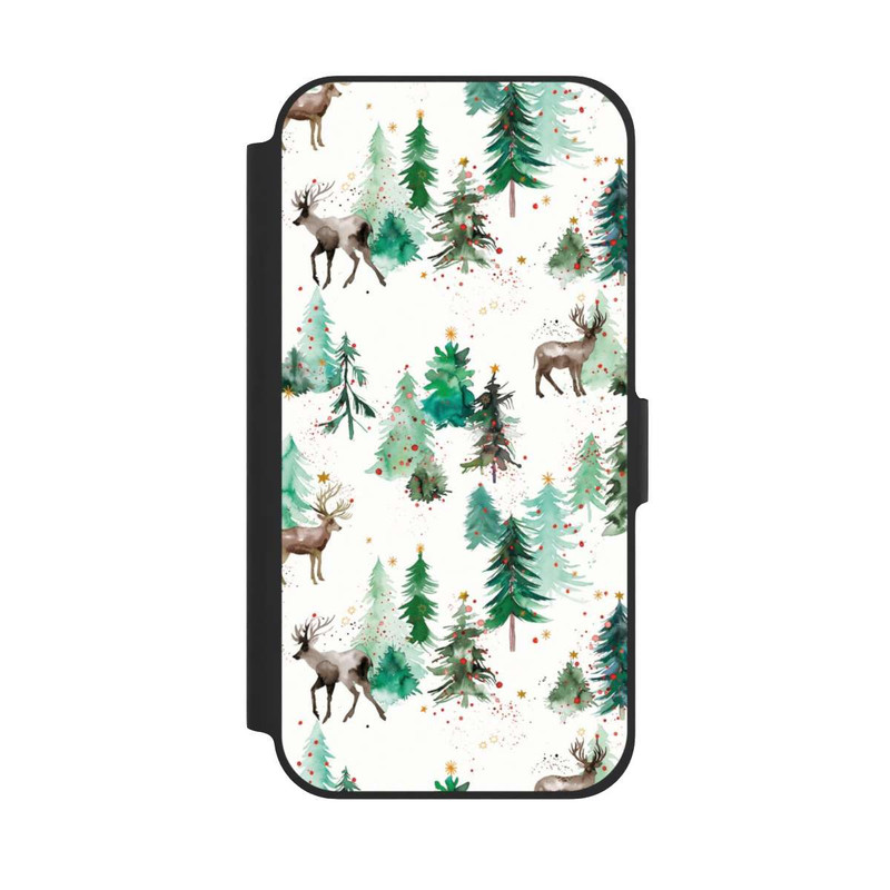 iPhone 12 NIVOflip Hirsche und Winterweihnachtsbäume