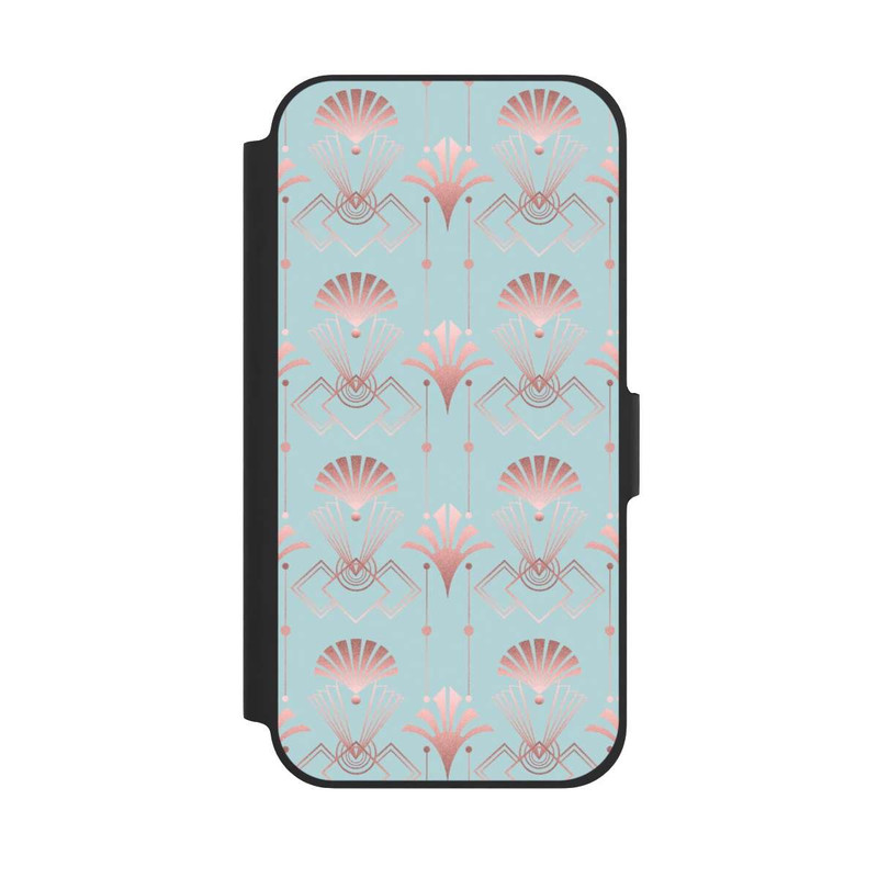 iPhone 12 NIVOflip Art Deco Rose Gold Elegance Blue