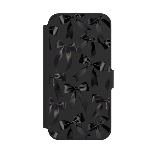 Apple iPhone 12 NIVOflip Schwarze Satinschleifen