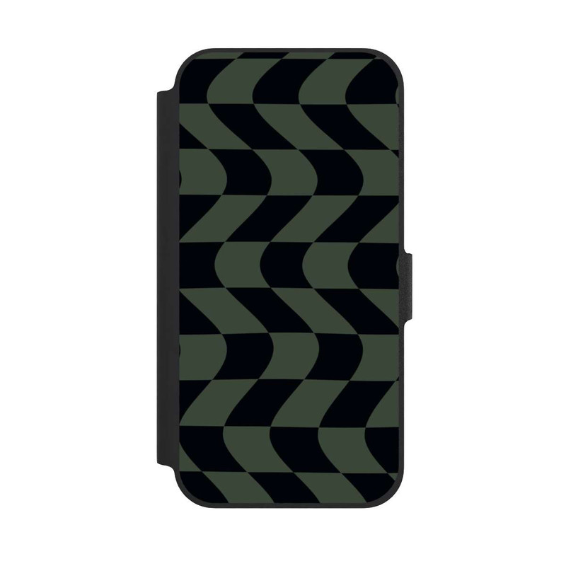 iPhone 12 NIVOflip Checked Pattern Green Black