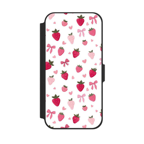 Apple iPhone 12 NIVOflip Erdbeer Herz Schleifen Muster Pink