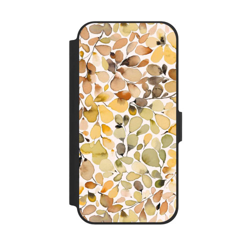 Apple iPhone 12 NIVOflip Eukalyptus Aquarellblätter Braun Herbst