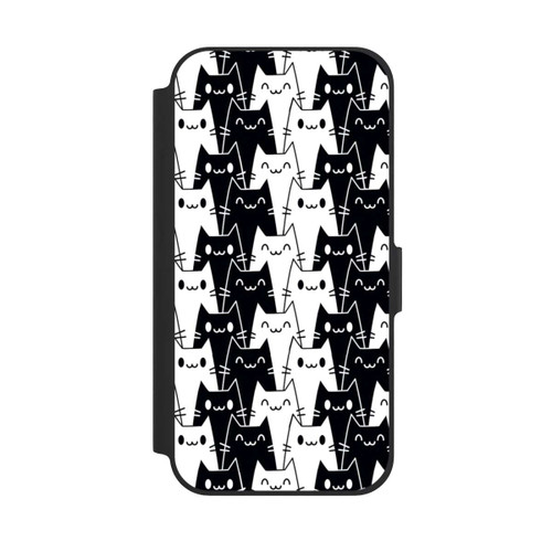 Apple iPhone 12 NIVOflip Katzentapete Schwarz Weiß