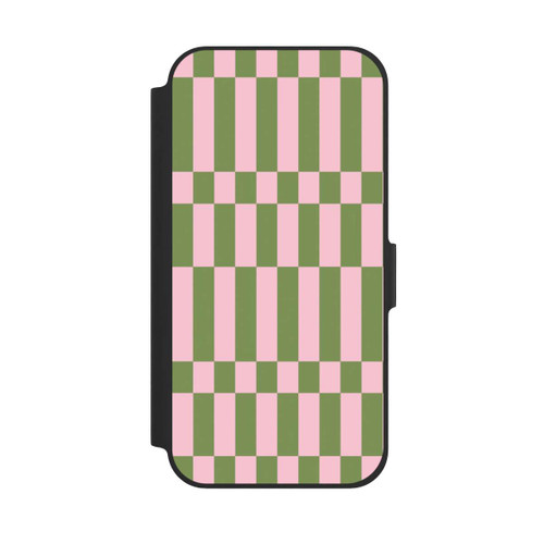 Apple iPhone 12 NIVOflip Karomuster in Salbei und Rosa