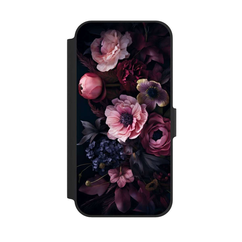 iPhone 12 NIVOflip Rosa Blumenbild mit Pfingstrosen auf dunklem Hintergrund Mit KI