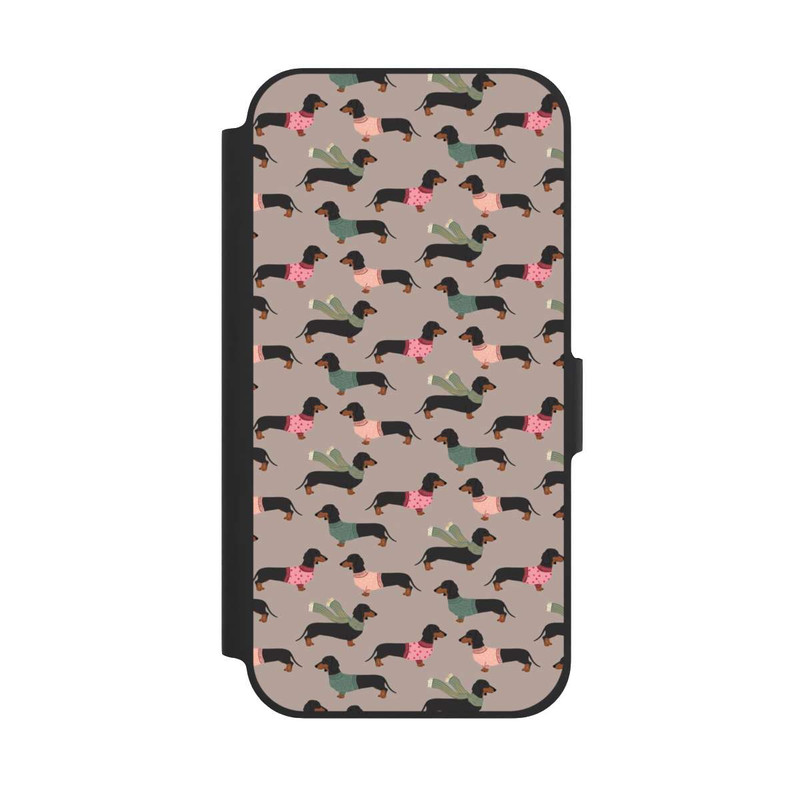 iPhone 12 NIVOflip Dackel Muster Winter