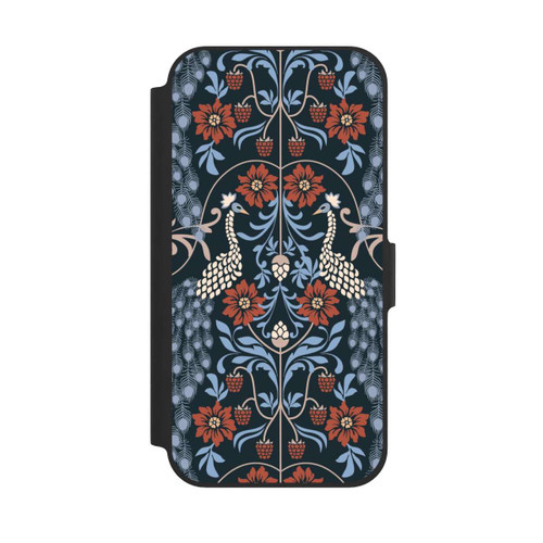 Apple iPhone 12 NIVOflip Vintage Peacock Garden Arts and Crafts Floral Dark