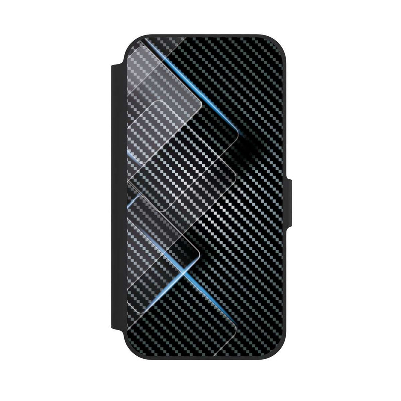 iPhone 12 Pro NIVOflip Blaue Linien auf Karbon