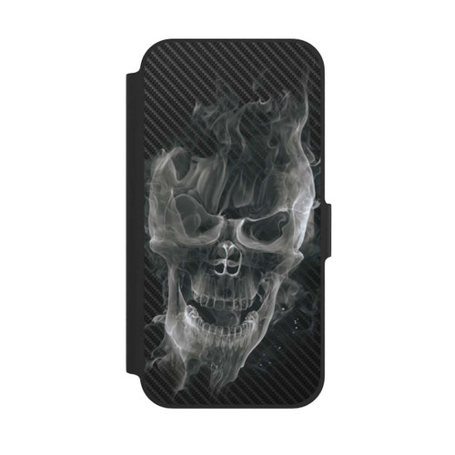 Apple iPhone 12 Pro NIVOflip rauchender Totenkopf Carbon