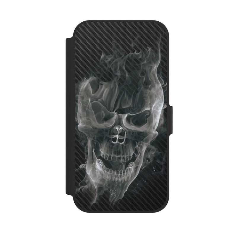 iPhone 12 Pro NIVOflip rauchender Totenkopf Carbon