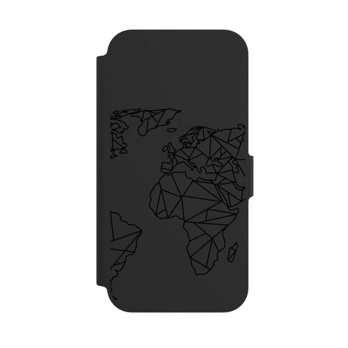 Apple iPhone 12 Pro NIVOflip Polygon Weltkarte Schwarz ohne Hintergrund