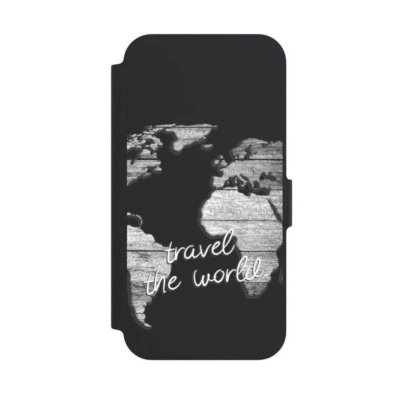 iPhone 12 Pro NIVOflip Weltkarte Holz ohne Hintergrund