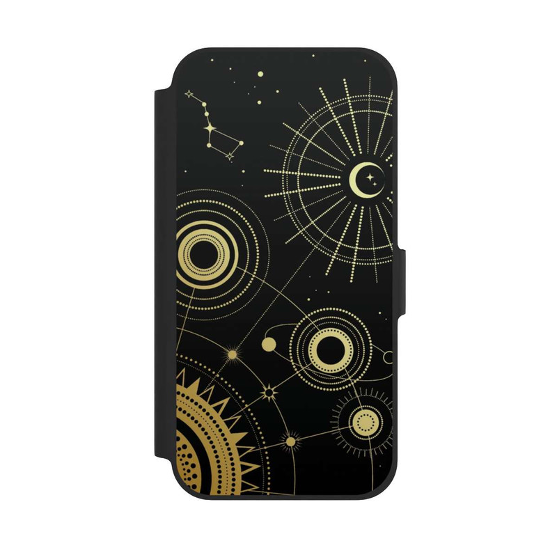iPhone 12 Pro NIVOflip Schwarzer und goldener Look Abstrakt