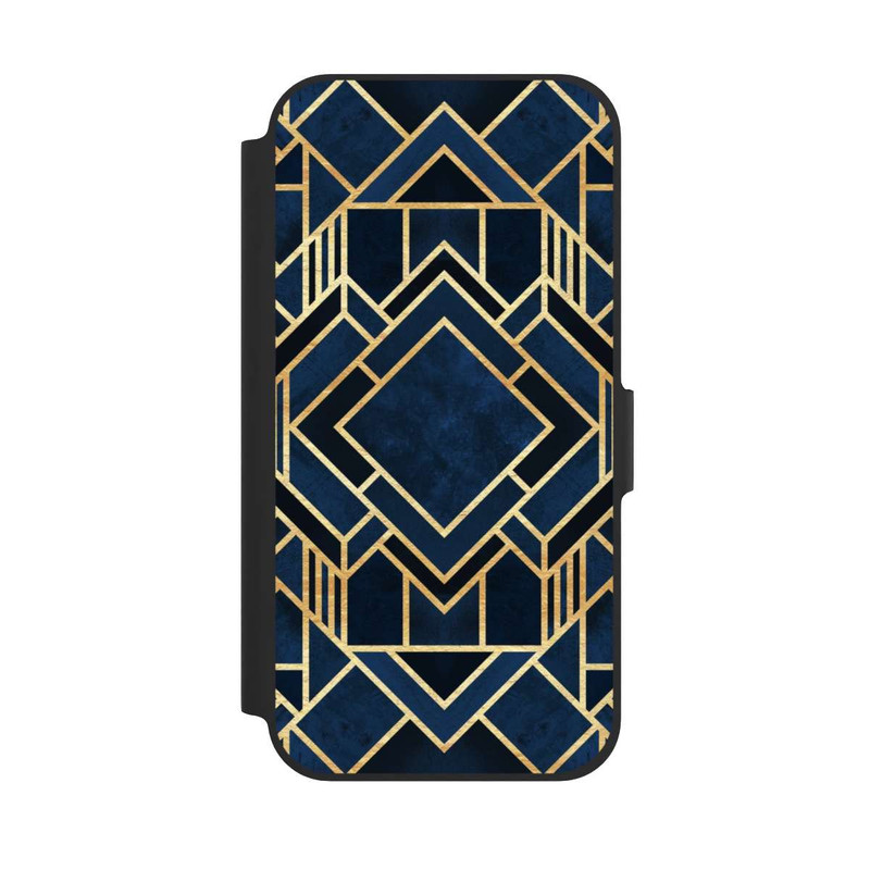iPhone 12 Pro NIVOflip Kunst Deko Blau Golddruck