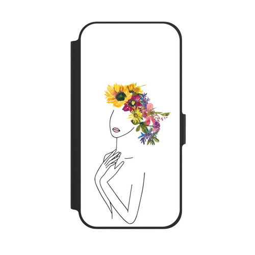 Apple iPhone 12 Pro NIVOflip Line Art Frau mit Blumenkrone