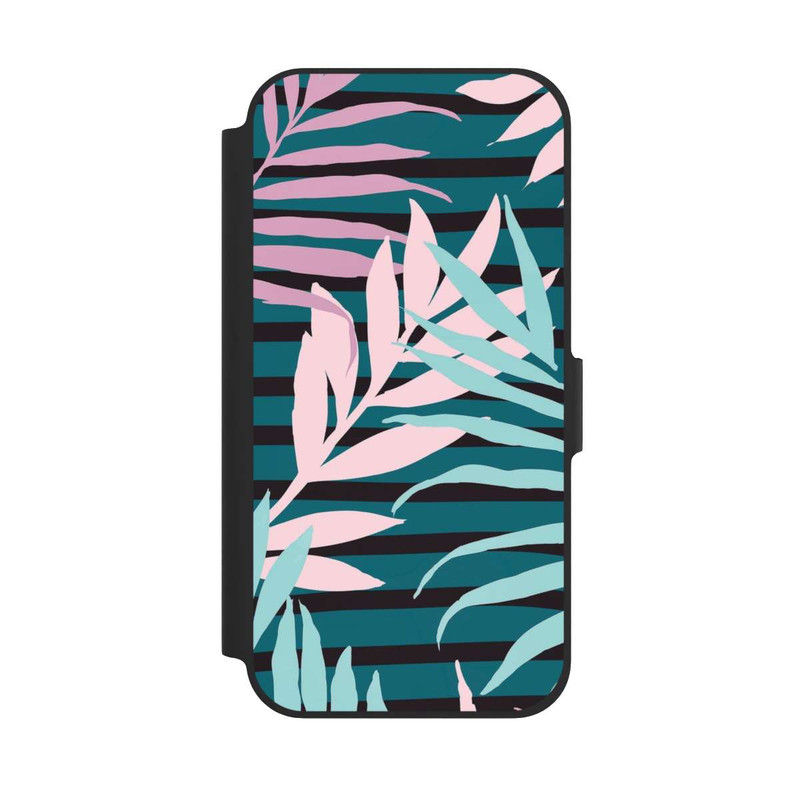iPhone 12 Pro NIVOflip Pastel Jungle Leaves Pink Teal Seamless