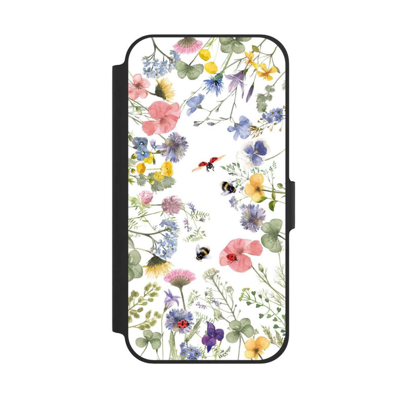 iPhone 12 Pro NIVOflip Bunte Frühlingsblumen und Bienen