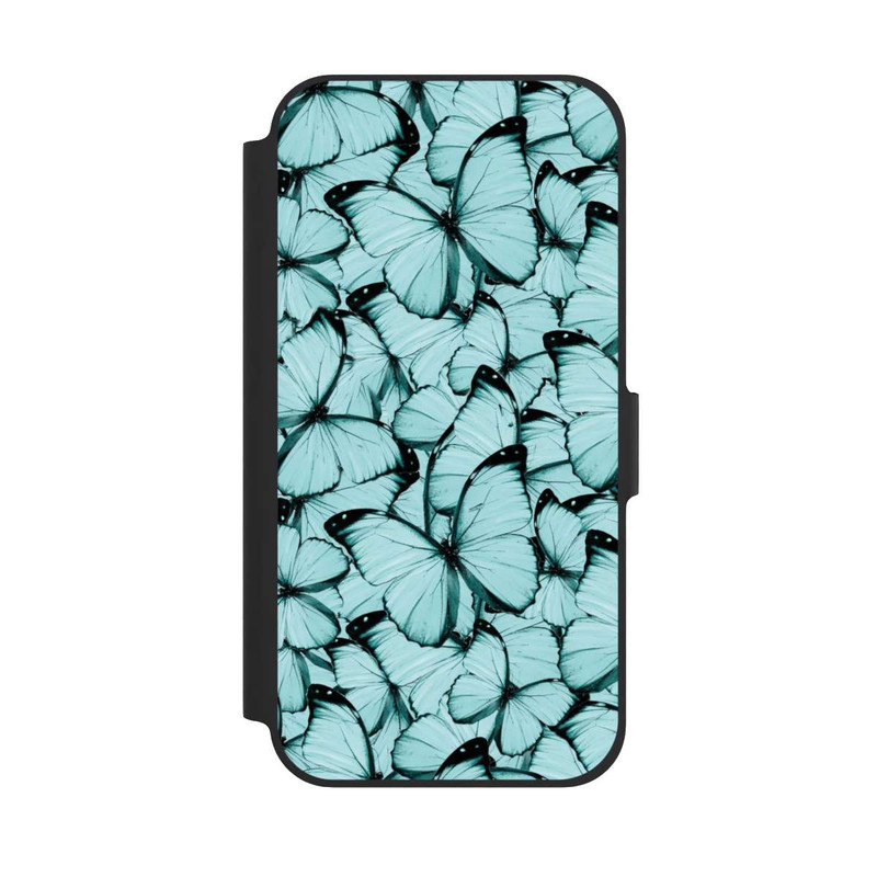 iPhone 12 Pro NIVOflip Teal Schmetterlinge