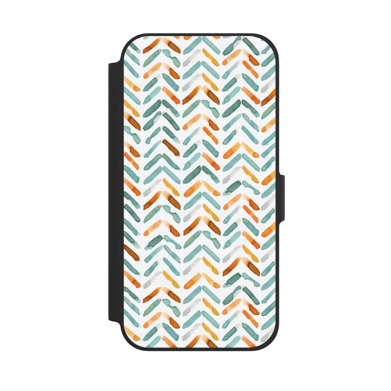 iPhone 12 Pro NIVOflip Élégant Automne Chevron Bleu Orange