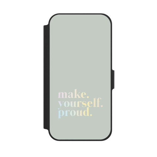 Apple iPhone 12 Pro NIVOflip Make Yourself Proud Zitat-Minze und Farbverlauf