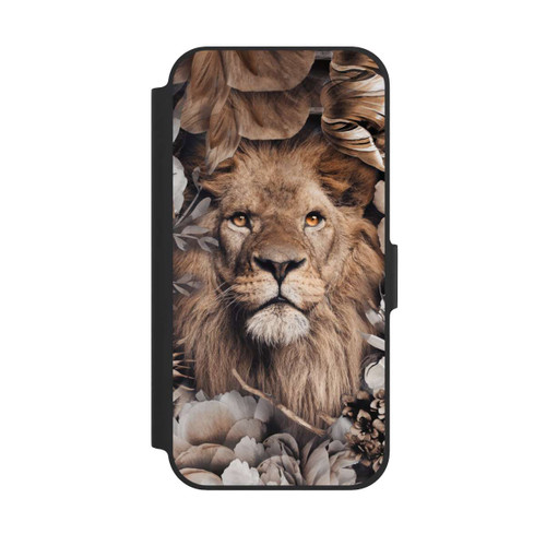 Apple iPhone 12 Pro NIVOflip Löwe Blumenrahmen Beige