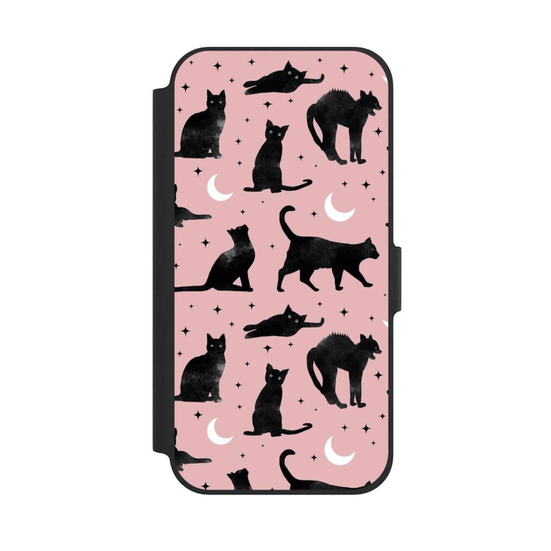 iPhone 12 Pro NIVOflip Lune & Chats Fond Rose