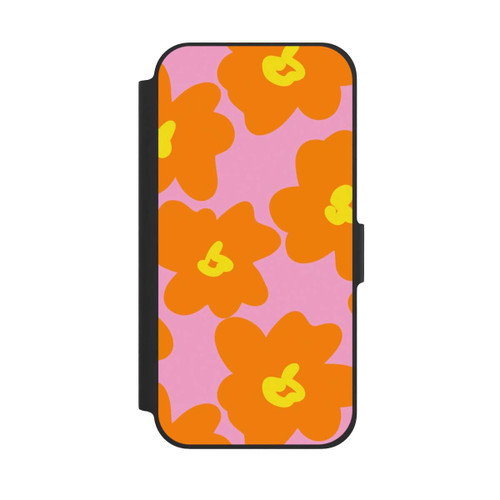 Apple iPhone 12 Pro NIVOflip Retro Blumenmuster Pink und Orange