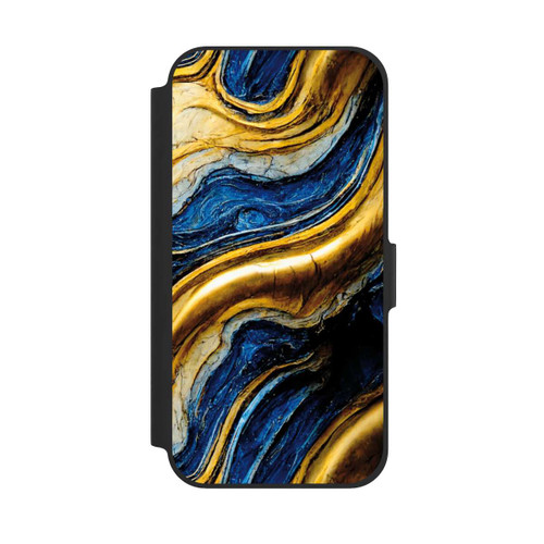 Apple iPhone 12 Pro NIVOflip Struktur im Royalblau- und Gold-Look