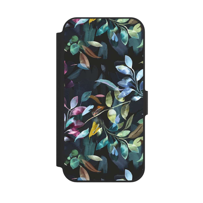 iPhone 12 Pro NIVOflip Watercolor Mystic Leaves Black