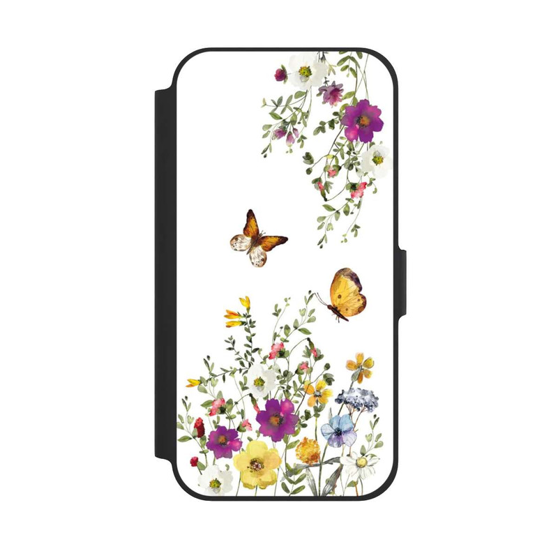 iPhone 12 Pro NIVOflip Schmetterlinge und bunte Blumen
