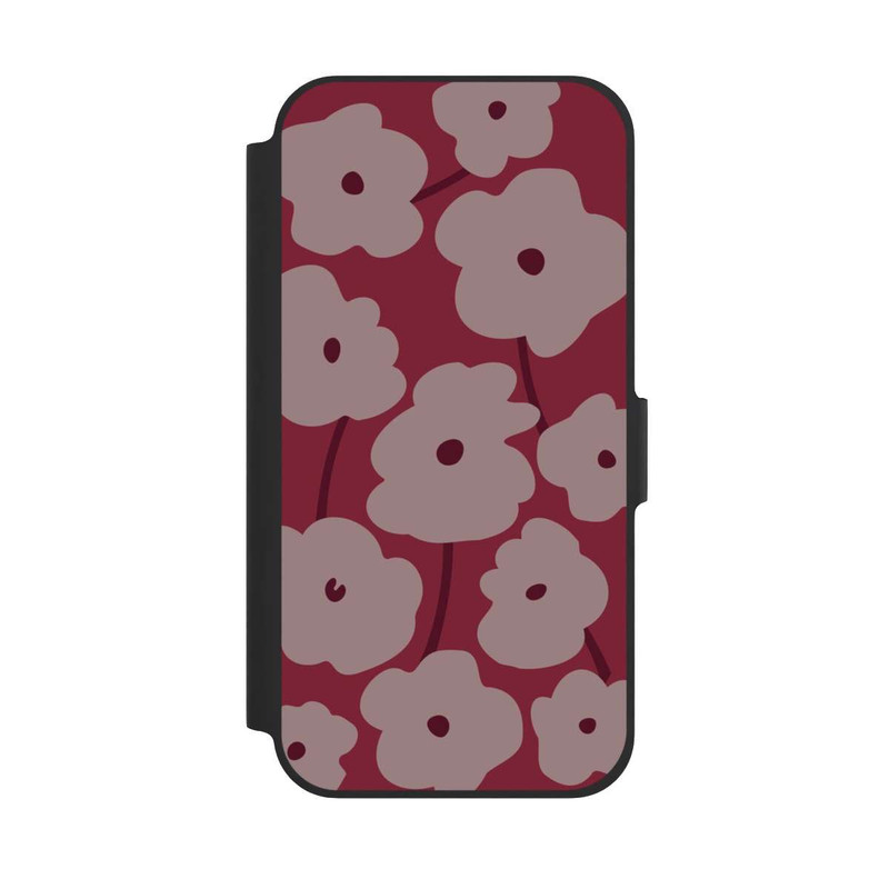iPhone 12 Pro NIVOflip Minimalistische Blumen Bordeaux