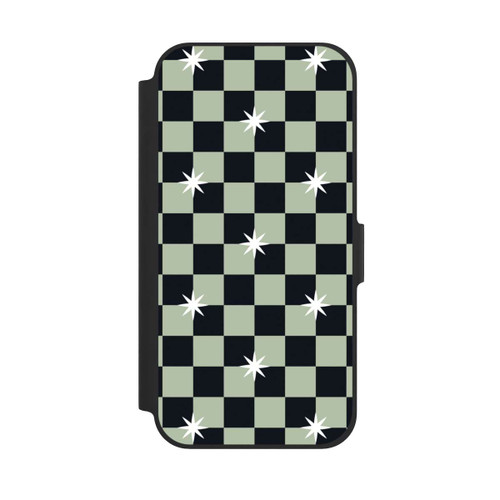 Apple iPhone 12 Pro NIVOflip Checked Pattern Black Grey Stars