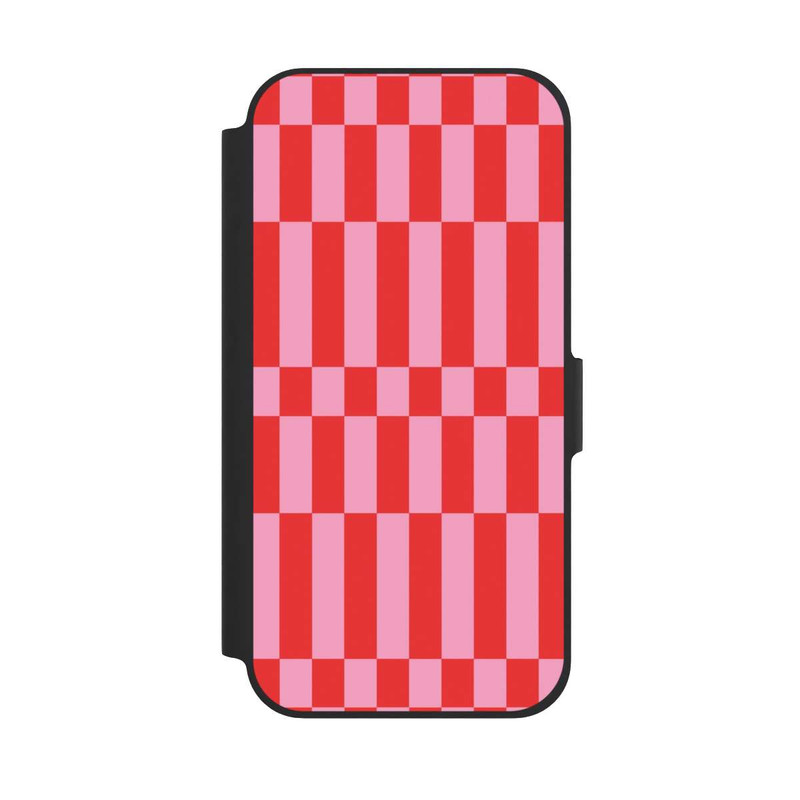 iPhone 12 Pro NIVOflip Checked Abstract Bold Coral Red and Pink Color Block