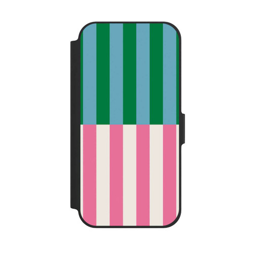 Apple iPhone 12 Pro NIVOflip Motif Rayé Vert Rose