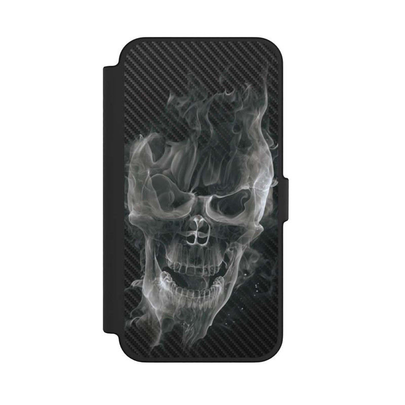 iPhone 12 Pro Max NIVOflip rauchender Totenkopf Carbon