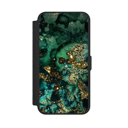 Apple iPhone 12 Pro Max NIVOflip Cyan Glitzer Marmorlook