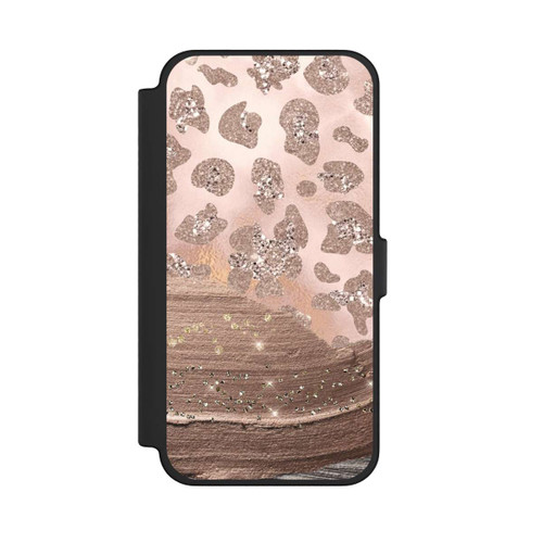 Apple iPhone 12 Pro Max NIVOflip Silberner Leoparden Glitzerlook