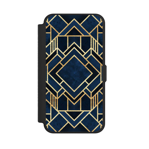 Apple iPhone 12 Pro Max NIVOflip Kunst Deko Blau Golddruck
