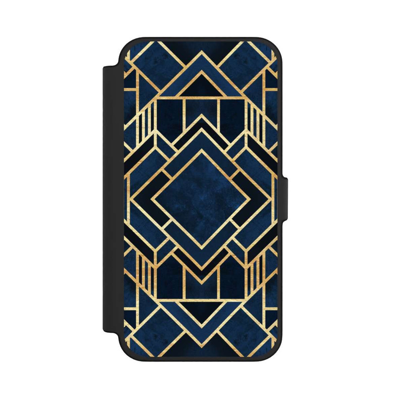 iPhone 12 Pro Max NIVOflip Kunst Deko Blau Golddruck
