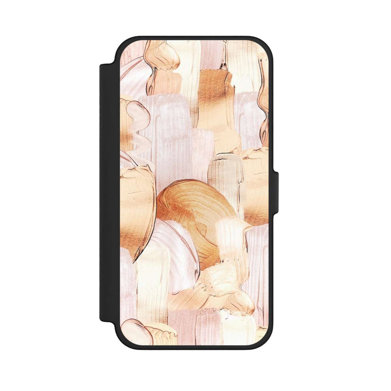 iPhone 12 Pro Max NIVOflip Weiß/Gold Pinsel Muster