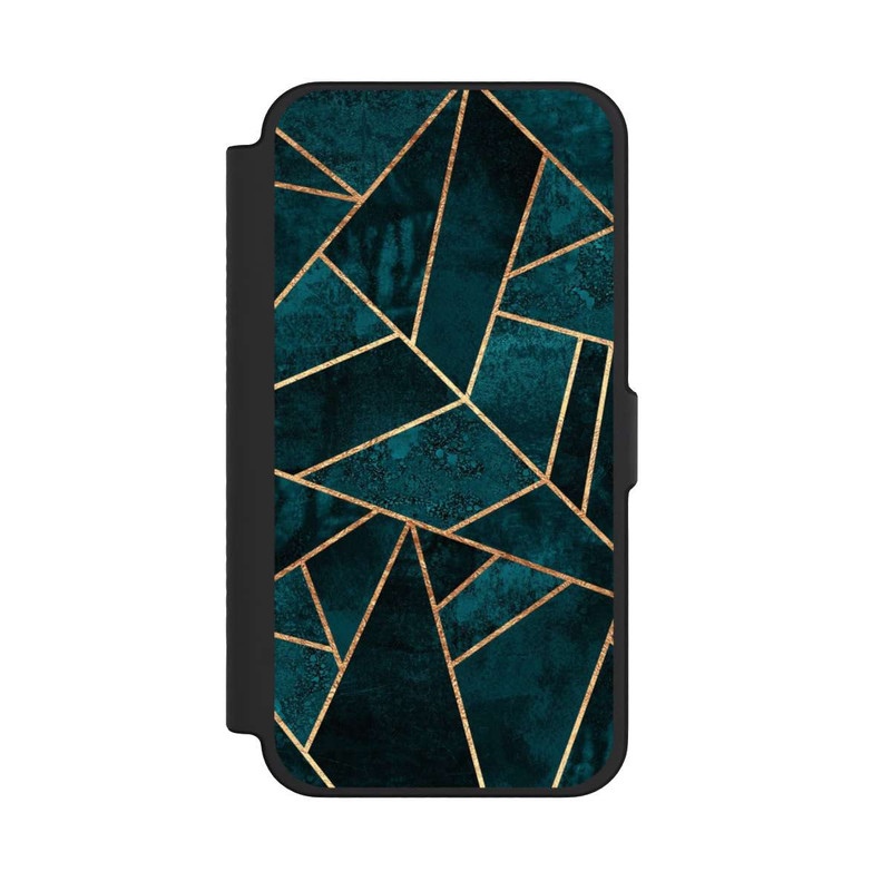 iPhone 12 Pro Max NIVOflip Imprimé or pierre sarcelle profond